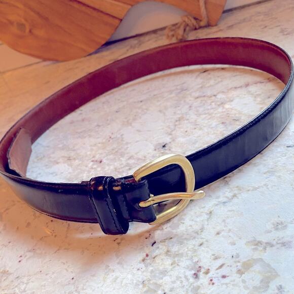 Vintage Coach USA Buckle Brass Leather 1” wide Belt BLK sz 34 - Picture 12 of 12